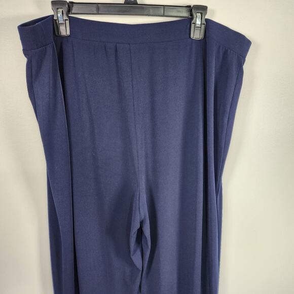 Susan Graver Womens Regular Liquid Knit Straight Leg Pants 1X Navy Blue Pull On - Picture 5 of 10
